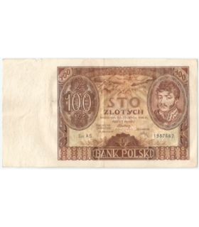 Banknot 100 zł 1934 rok, seria AB, stan 4+