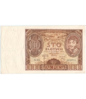 Banknot 100 zł 1934 rok, seria BD, stan 3