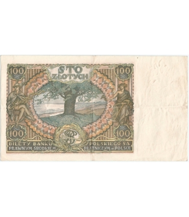 Banknot 100 zł 1934 rok, seria BD, stan 3