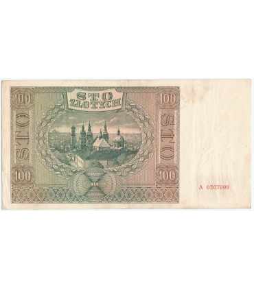 Banknot 100 złotych 1941 stan 2-, Ser. A 0307299, niski numer