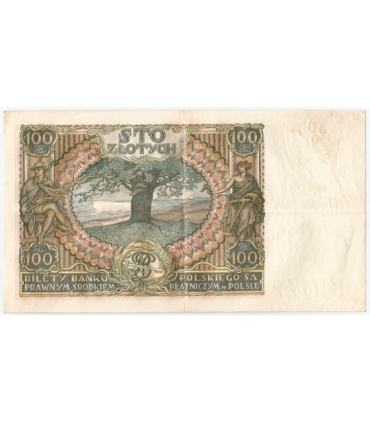 Banknot 100 zł 1932 rok, seria AD, stan 3+