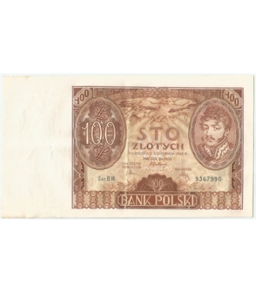Banknot 100 zł 1934 rok, seria BM, stan 3+