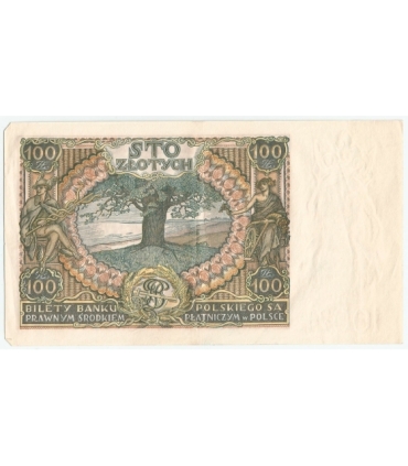 Banknot 100 zł 1934 rok, seria BK, stan 3+