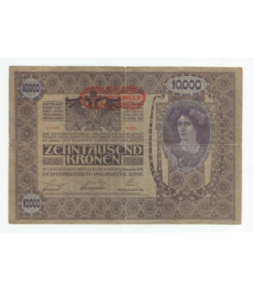 10000 koron Austria 1918, seria 15298 nr 1556