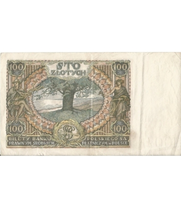Banknot 100 zł 1934 rok, seria BG, stan 3+