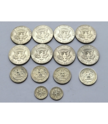 8 x 1/2 dolara USA + 4 x 1/4 dolara + 2x 1 cent 1964-1969