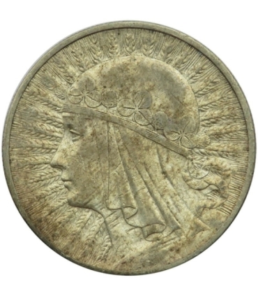 10 złotych, głowa kobiety Polonia, 1932 bez znaku, stan 3