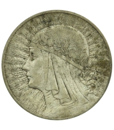10 złotych, głowa kobiety Polonia, 1932 bez znaku, stan 3