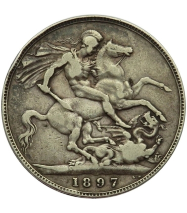 Wielka Brytania 1 korona, 1897, LXI, stan 3
