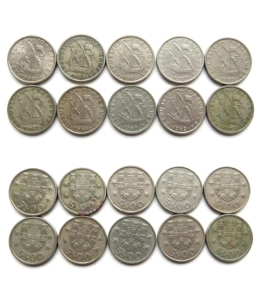 10 szt. x Portugalia 5 eskudo, 1963-1986