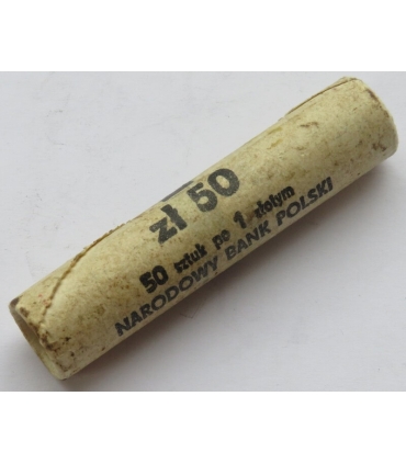 Rolka bankowa 50 szt. x 1 zł, 1989/90, mennicze