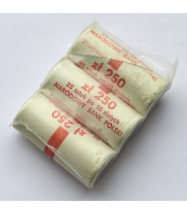 3 rolki bankowe po 25 szt. x 10 zł, 1984-88, mennicze