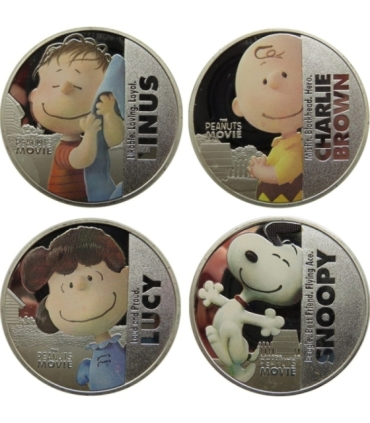 4 numizmaty srebrzone, Nowa Zelandia, 2015, Snoopy Fistaszki