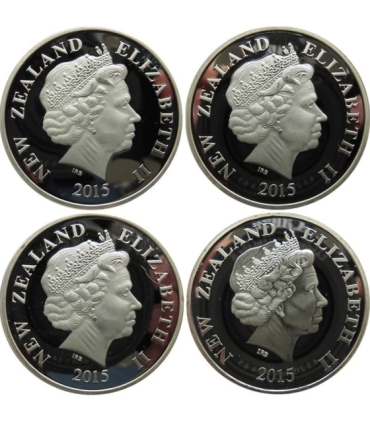 4 numizmaty srebrzone, Nowa Zelandia, 2015, Snoopy Fistaszki