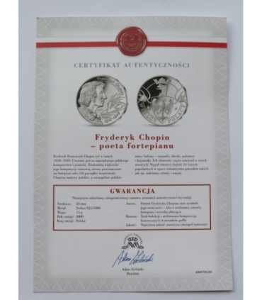 Medal, Numizmat, Wielcy Polacy, Fryderyk Chopin, 2009