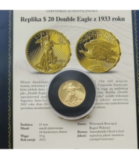 Replika, USA, 20 dolarów 1933, Double Eagle, 2012 r.