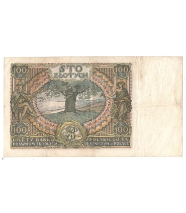 Banknot 100 zł 1934 rok, seria BJ. 2190434, stan 4