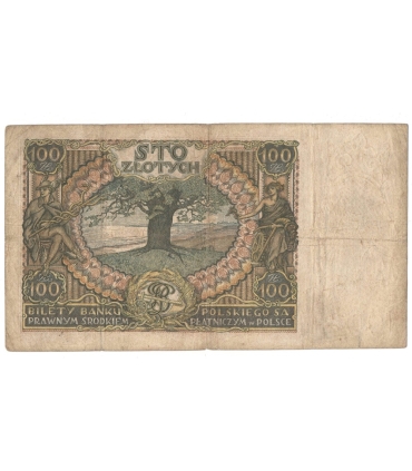 Banknot 100 zł 1932 rok, seria AT. 0567327, stan 5