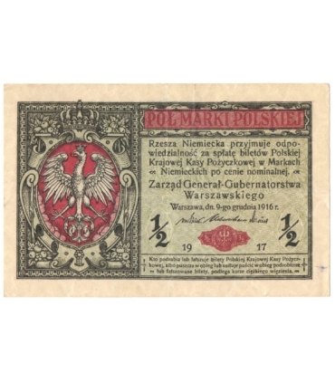 1/2 marki polskiej 1916, Generał, Seria B 6323847, stan 3
