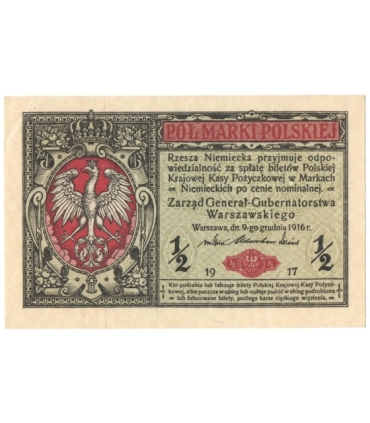 1/2 marki polskiej 1916, Generał, Seria B 6136962, stan 3