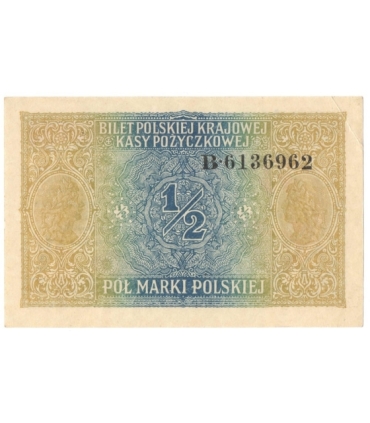 1/2 marki polskiej 1916, Generał, Seria B 6136962, stan 3