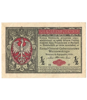 1/2 marki polskiej 1916, Generał, Seria B 7596632, stan 4