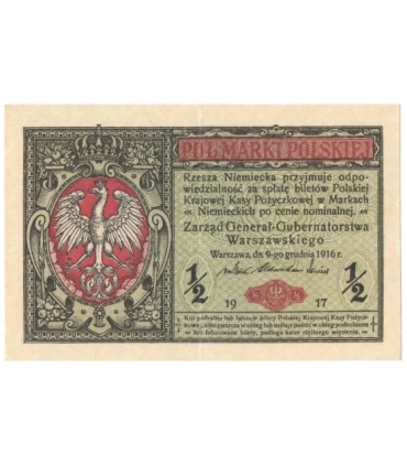 1/2 marki polskiej 1916, Generał, Seria B 4337586, stan 3