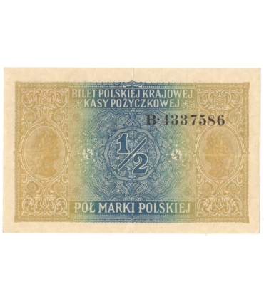 1/2 marki polskiej 1916, Generał, Seria B 4337586, stan 3