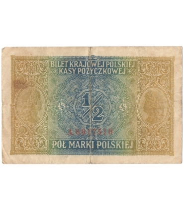 1/2 marki polskiej 1916, Jenerał, Seria A 6917510 stan 4