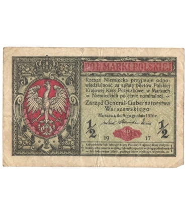 1/2 marki polskiej 1916, Generał, Seria B 5703550 stan 4