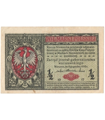 1/2 marki polskiej 1916, Jenerał, Seria A 7272132 stan 3+