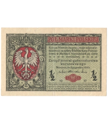 1/2 marki polskiej 1916, Jenerał, Seria A 7999250 stan 2-