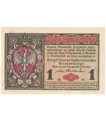 1 marka polska 1916, Generał, Seria B 9718044, stan 3+