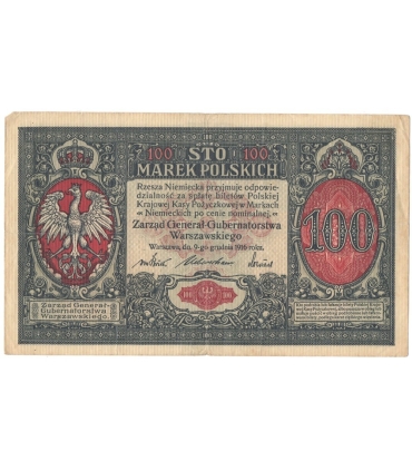 100 marek polskich 1916, Generał, Seria A 3580681, stan 4+