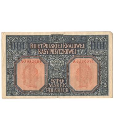 100 marek polskich 1916, Generał, Seria A 3580681, stan 4+