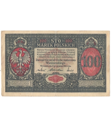 100 marek polskich 1916, Generał, Seria A 2794337, stan 4