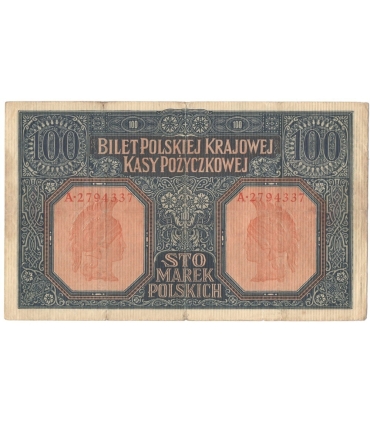 100 marek polskich 1916, Generał, Seria A 2794337, stan 4