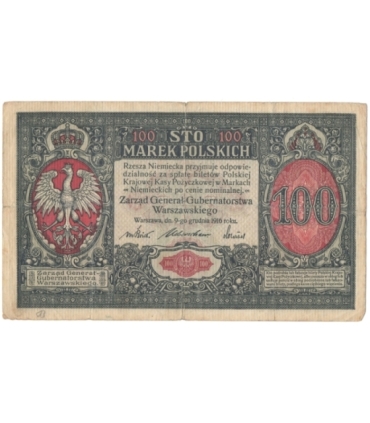 100 marek polskich 1916, Generał, Seria A 2794337, stan 5
