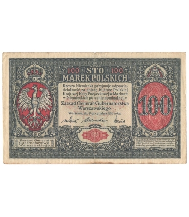 100 marek polskich 1916, Generał, Seria A 3665209, stan 4