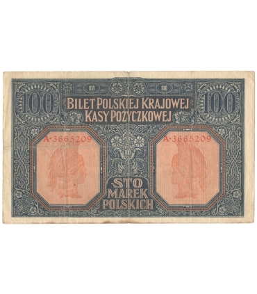 100 marek polskich 1916, Generał, Seria A 3665209, stan 4