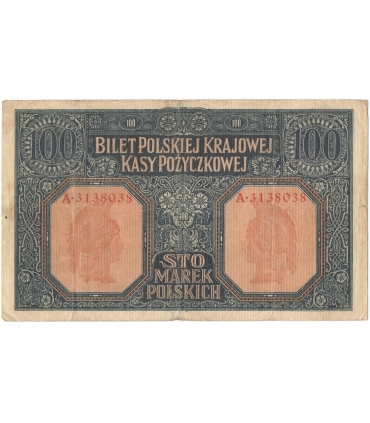 100 marek polskich 1916, Generał, Seria A 3138038, stan 4+