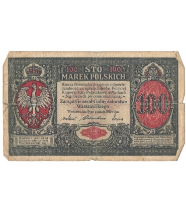 100 marek polskich 1916, Generał, Seria A 3688574, stan 6