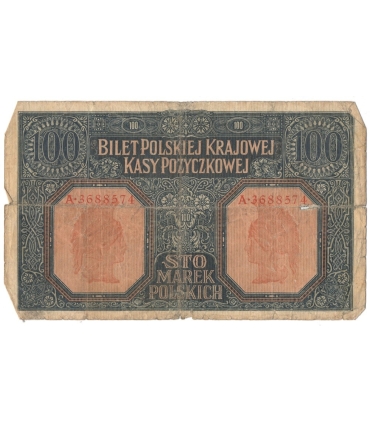 100 marek polskich 1916, Generał, Seria A 3688574, stan 6