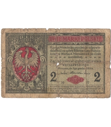 2 marki polskie 1916, "Jenerał", seria A 2?430076, stan 6
