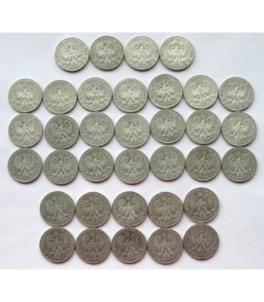 5 zł Głowa kobiety, Zestaw 35 sztuk, 1932-1934, stany od 3+/3