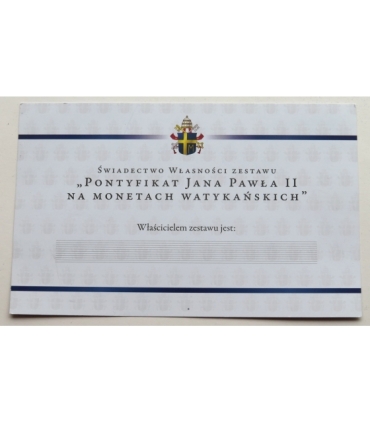 Pontyfikat Jana Pawła na monetach watykańskich, 20 sztuk i kaseta