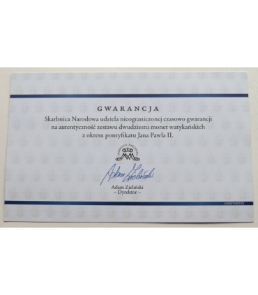 Pontyfikat Jana Pawła na monetach watykańskich, 20 sztuk i kaseta