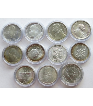Srebrne monety Watykan, 11 sztuk, 1969-1989, Jan Paweł II
