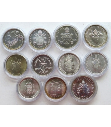 Srebrne monety Watykan, 11 sztuk, 1969-1989, Jan Paweł II