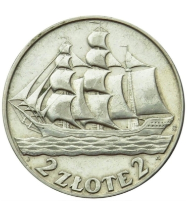 2 zł, Żaglowiec, 1936, stan 2-